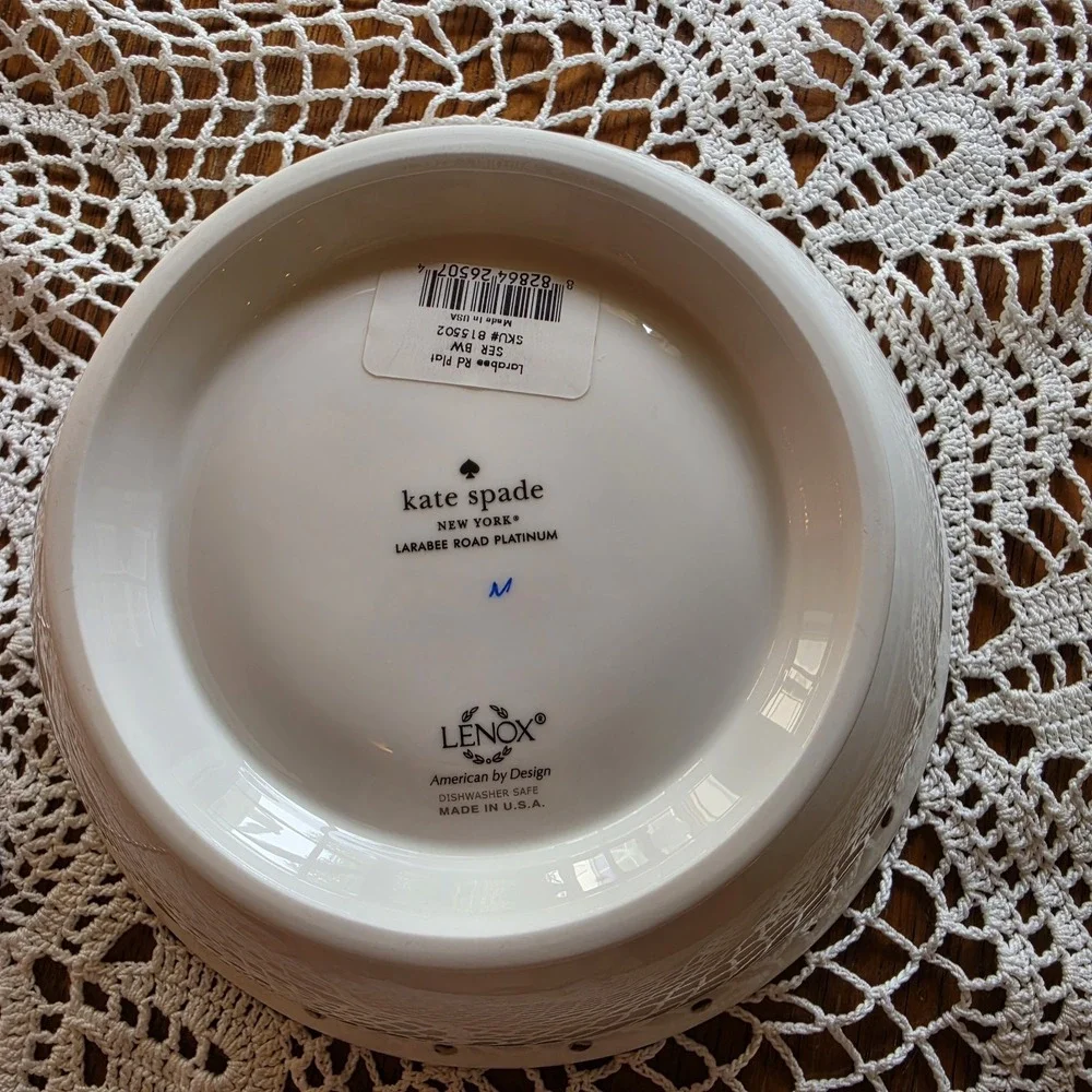 Kate Spade Lenox Larabee Road Platinum Dot Serving Bowl Brand New